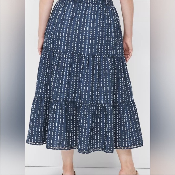 LANE BRYANT NWT Womens Size 18/20 Blue White Printed Tiered Cotton Maxi Skirt - Picture 2 of 12